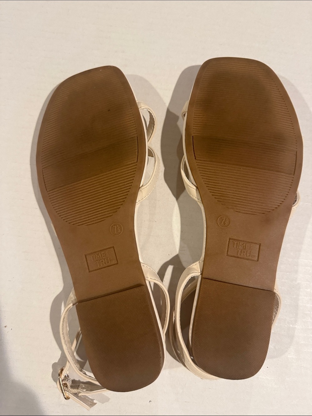 Time and Tru Beige Cross-Strap Ankle Strap Sandals - Picture 2 of 2